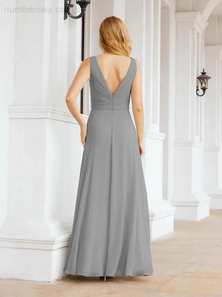 Numbersea Bridesmaid Dresses for Wedding Ruffles Long Formal Prom Gowns 28039