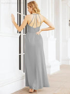 Numbersea Spaghetti Strap Bridesmaid Dresses V-Neck Long A-Line Formal Prom Gowns 28063