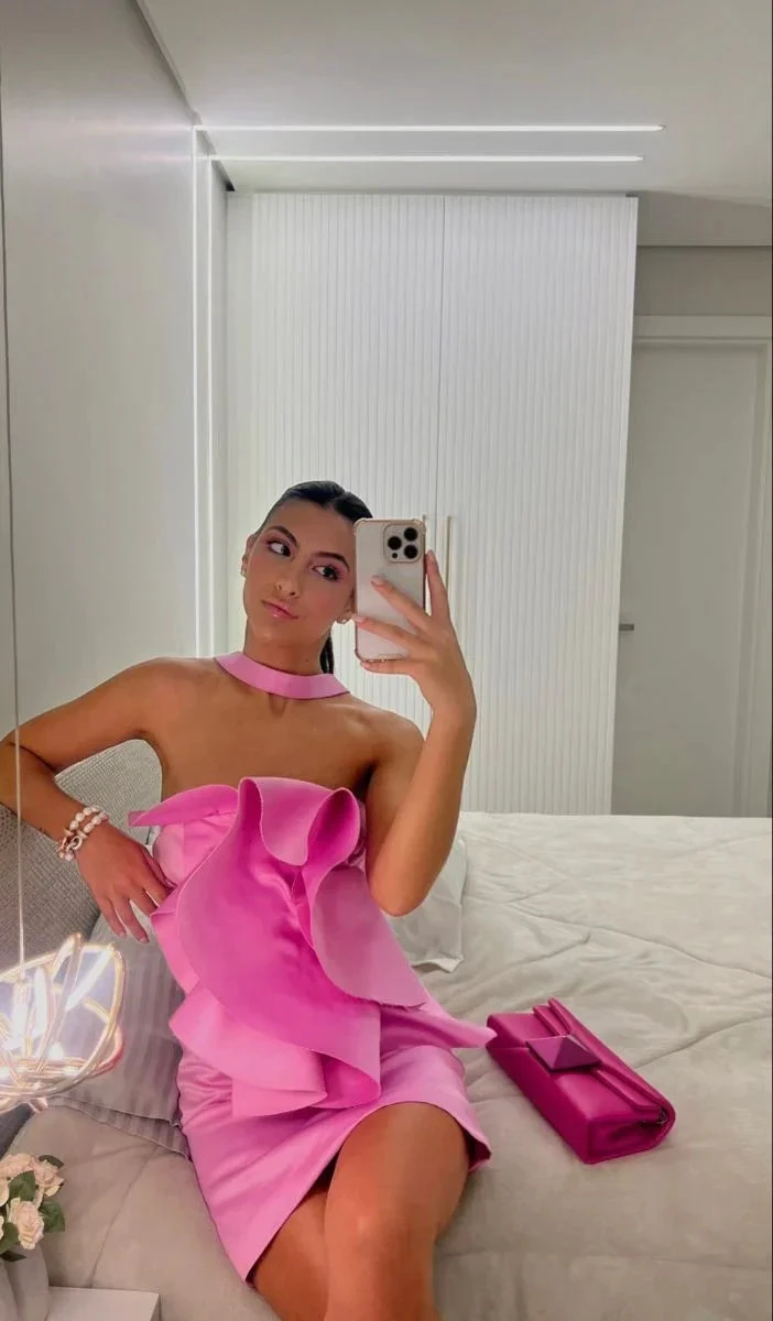 Pink Strapless Homecoming Dress Cute Party Dress Y2206