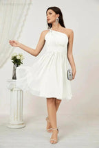 Numbersea Women Chiffon Short One Shoulder Bridesmaid Dress Formal Dresses for Party Homecoming  2804