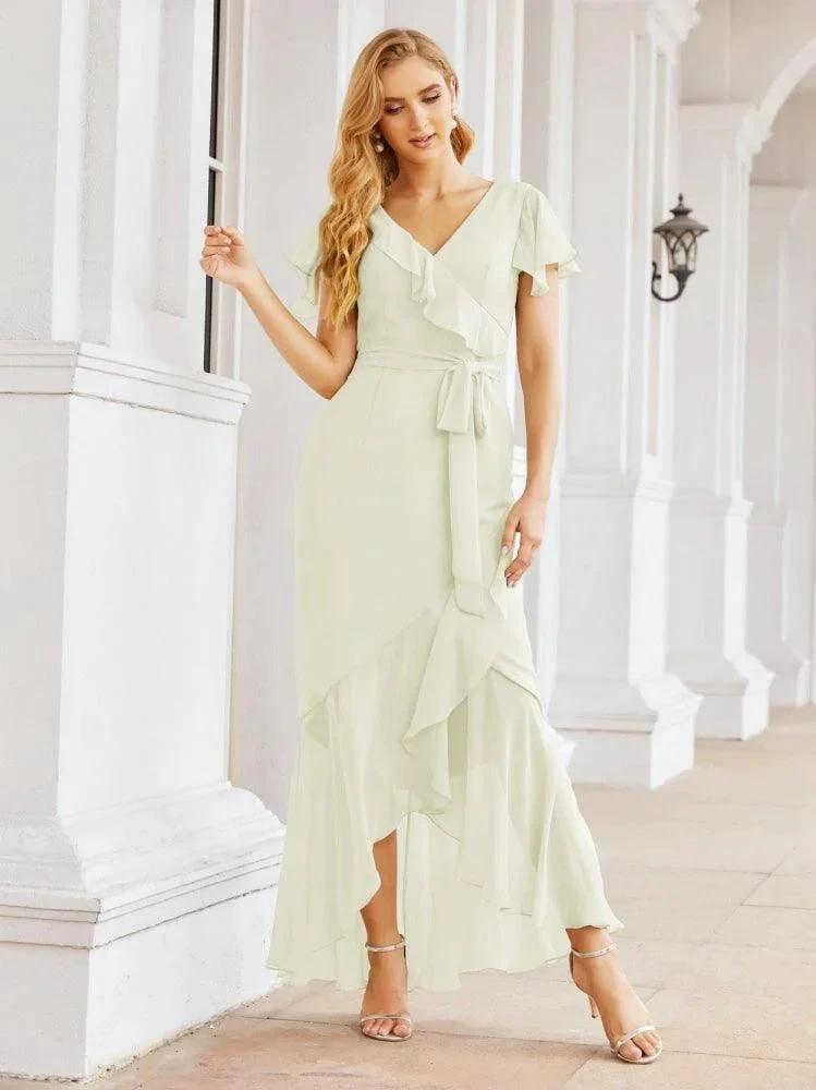 Numbersea Ruffled Bridesmaid Dresses Mermaid Formal Violin Evening Party Prom Gowns 28042