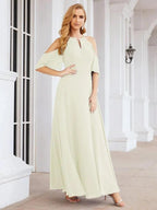 Numbersea Cold Shoulder Bridesmaid Dresses A-Line Long Formal Evening Gowns 28074