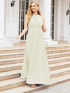 Numbersea Halter Bridesmaid Dress Empire Waist Formal Evening Prom Gown for Mother of The Bride 28030