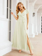 Bridesmaid Dresses with Flutter Sleeves Formal Evening Party Prom Gowns 28044