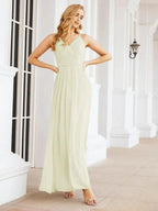 Numbersea Spaghetti Strap Bridesmaid Dresses V-Neck Long A-Line Formal Prom Gowns 28063