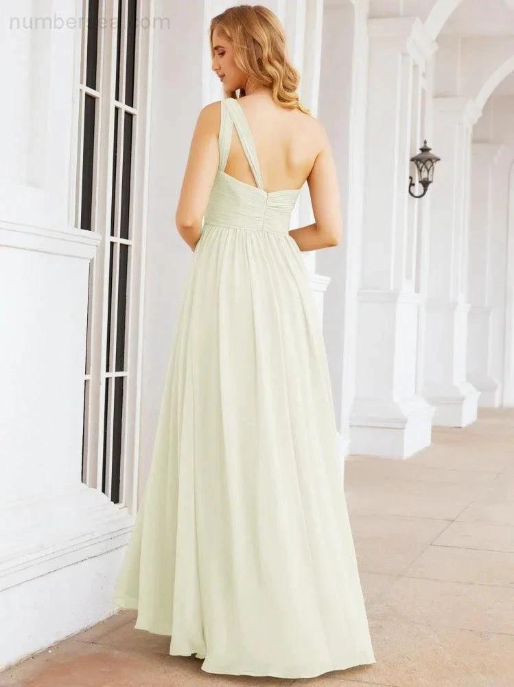 Numbersea One Shoulder Bridesmaid Dresses Long Maxi Formal Evening Party Prom Gowns 28061