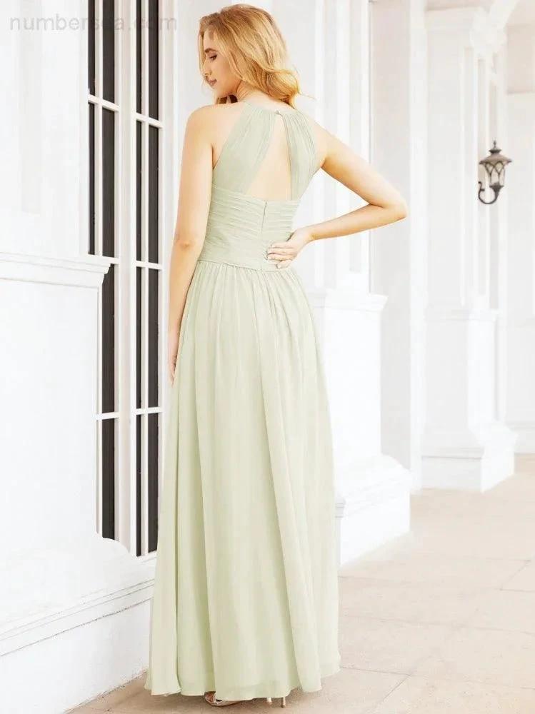 Numbersea Sleeveless Bridesmaid Dresses Long Prom Gown Zipper with Keyhole Back 28056