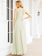 Numbersea Sleeveless Bridesmaid Dresses Long Prom Gown Zipper with Keyhole Back 28056