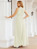 Numbersea Halter Bridesmaid Dress Empire Waist Formal Evening Prom Gown for Mother of The Bride 28030