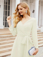 Bridesmaid Dress V-Back Waist Belt Mother of the Bride Wedding Guest SY28031