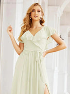 Bridesmaid Dresses with Flutter Sleeves Formal Evening Party Prom Gowns 28044