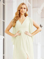 Numbersea Bridesmaid Dresses with Split for Wedding Party Flutter Sleeves 28045