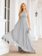 Numbersea One Shoulder Bridesmaid Dresses Long Maxi Formal Evening Party Prom Gowns 28061