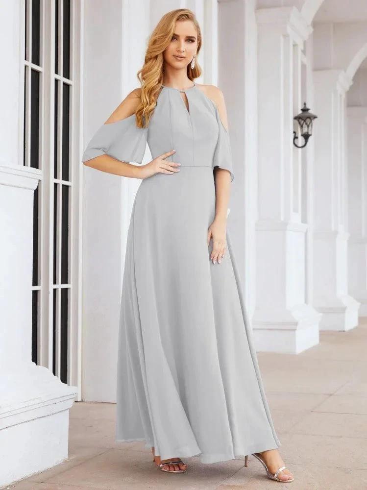 Numbersea Cold Shoulder Bridesmaid Dresses A-Line Long Formal Evening Gowns 28074
