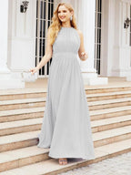 Numbersea Halter Bridesmaid Dress Empire Waist Formal Evening Prom Gown for Mother of The Bride 28030