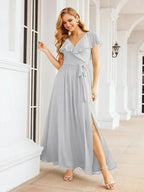 Bridesmaid Dresses with Flutter Sleeves Formal Evening Party Prom Gowns 28044