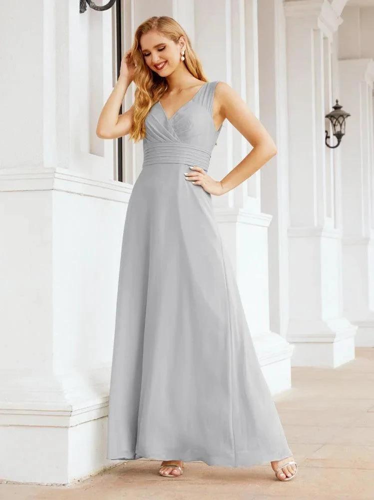 Formal Prom Gown Elegant V-Neck Sleeveless Bridesmaid Dresses for Wedding Party 28037