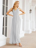 Numbersea Spaghetti Strap Bridesmaid Dresses V-Neck Long A-Line Formal Prom Gowns 28063