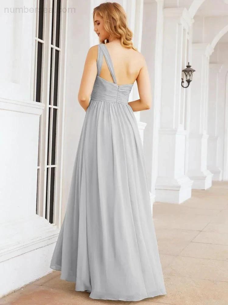 Numbersea One Shoulder Bridesmaid Dresses Long Maxi Formal Evening Party Prom Gowns 28061