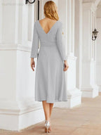 Bridesmaid Dress V-Back Waist Belt Mother of the Bride Wedding Guest SY28031