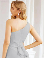 Numbersea One Shoulder Bridesmaid Dresses Long Formal Prom Gowns 28048