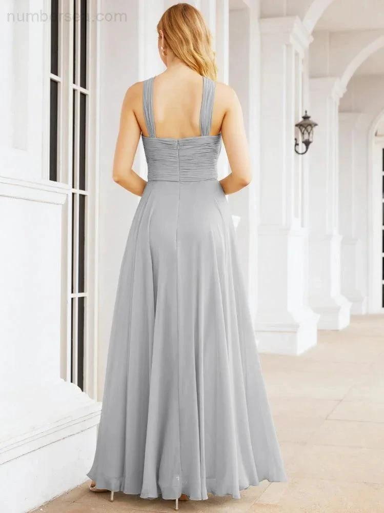Numbersea Crisscross Halter Bridesmaid Dresses for Party Wedding Evening Prom Maxi Ball Gowns 28053