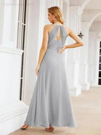 Numbersea Double Spaghetti Straps Bridesmaid Dresses for Women Long Formal Party Dress Side Split 28051