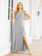 Sunnderly Bridesmaid Dresses Cape Formal Prom Dress Open Back Gowns for Mother of The Bride SY28058
