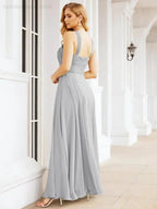 Numbersea Crisscross Halter Bridesmaid Dresses for Party Wedding Evening Prom Maxi Ball Gowns 28053