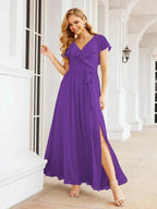 Bridesmaid Dresses with Flutter Sleeves Formal Evening Party Prom Gowns 28044