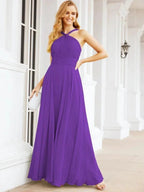 Numbersea Crisscross Halter Bridesmaid Dresses for Party Wedding Evening Prom Maxi Ball Gowns 28053