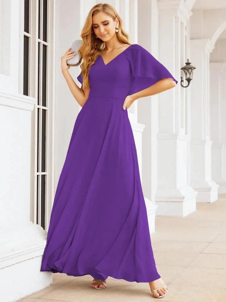 Numbersea Bridesmaid Dresses for Wedding Formal Evening Party Prom Gown with Cape 28050