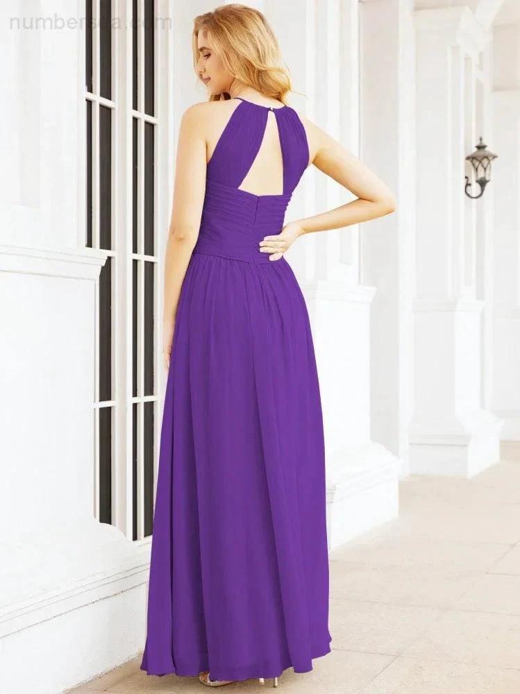Numbersea Sleeveless Bridesmaid Dresses Long Prom Gown Zipper with Keyhole Back 28056