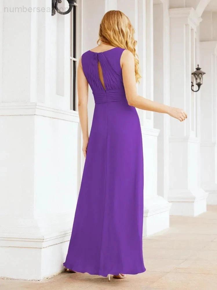 Formal Prom Gown Elegant V-Neck Sleeveless Bridesmaid Dresses for Wedding Party 28037