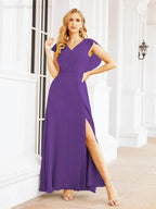 Sunnderly Bridesmaid Dresses Cape Formal Prom Dress Open Back Gowns for Mother of The Bride SY28058