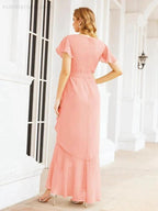 Numbersea Ruffled Bridesmaid Dresses Mermaid Formal Violin Evening Party Prom Gowns 28042