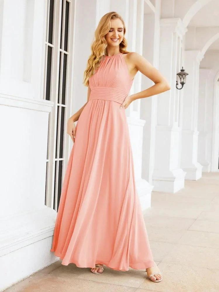 Numbersea Keyhole Bridesmaid Dresses Sleeveless Formal Evening Party Prom Gowns 28043
