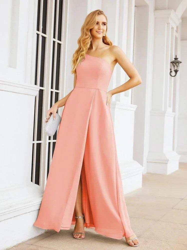 Numbersea Women's One Shoulder Formal Prom Gowns for Mother of The Bride Side Slit Bridesmaid Dresses 28052