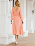 Bridesmaid Dress V-Back Waist Belt Mother of the Bride Wedding Guest SY28031