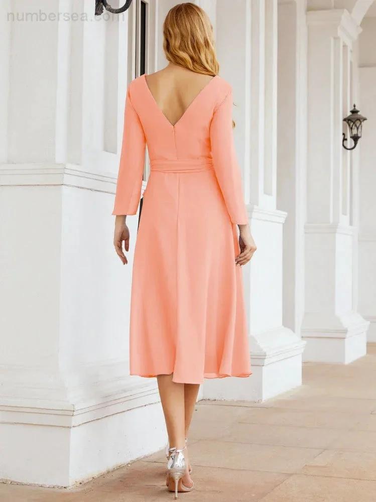 Bridesmaid Dress V-Back Waist Belt Mother of the Bride Wedding Guest SY28031