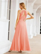 Numbersea Double Spaghetti Straps Bridesmaid Dresses for Women Long Formal Party Dress Side Split 28051