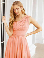 Numbersea One Shoulder Bridesmaid Dresses Long Maxi Formal Evening Party Prom Gowns 28061