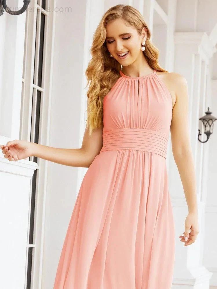 Numbersea Keyhole Bridesmaid Dresses Sleeveless Formal Evening Party Prom Gowns 28043