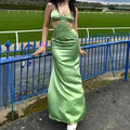 Sexy Green Long Satin Cut Out Prom Dress Long Evening Dress Y8549