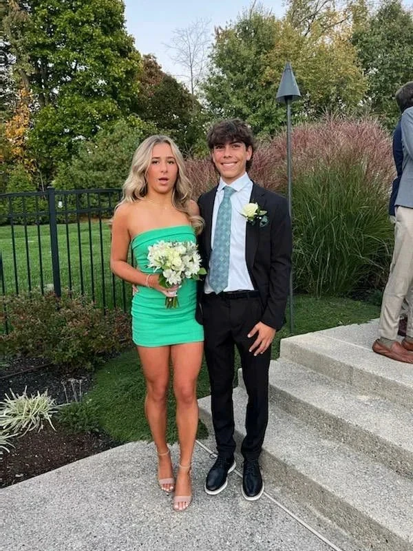 Sexy Green Strapless Homecoming Dress Green Mini Dress Y4009