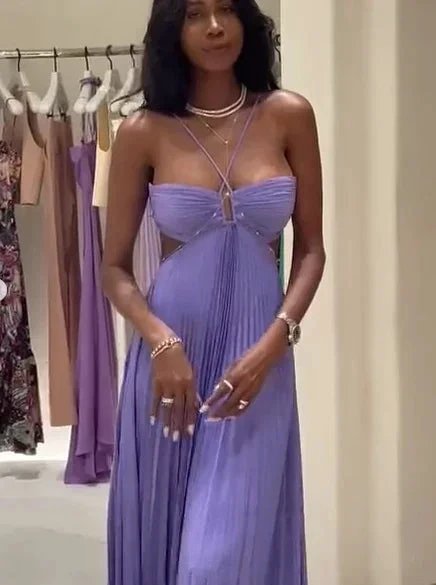Gorgeous Purple A-line Pleated Prom Dress Purple Evening Dress Y7419