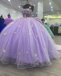 Purple Tulle Ball Gown With Butterflies,Sweet 16 Dress,Purple Princess Dress Y2270