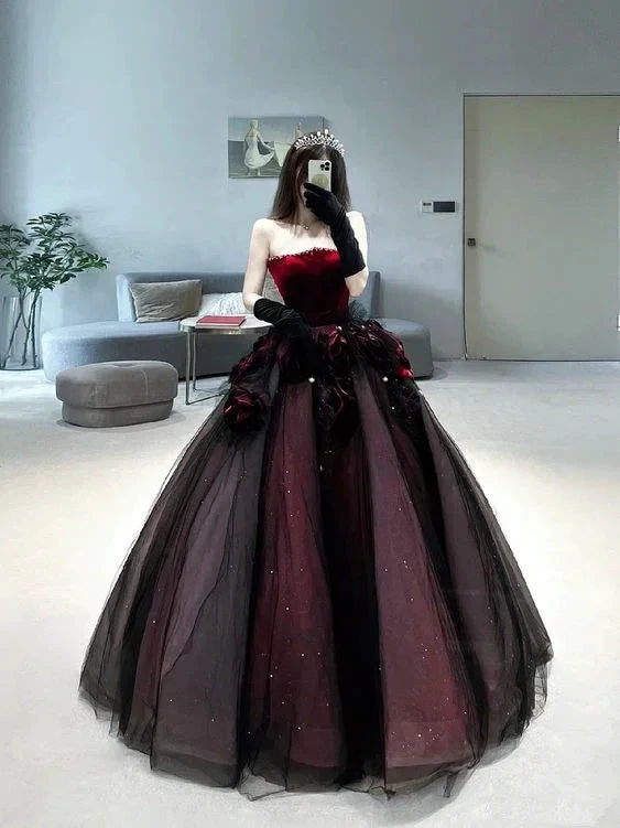 Red long prom dress ball gown evening dress classy gown Y7343