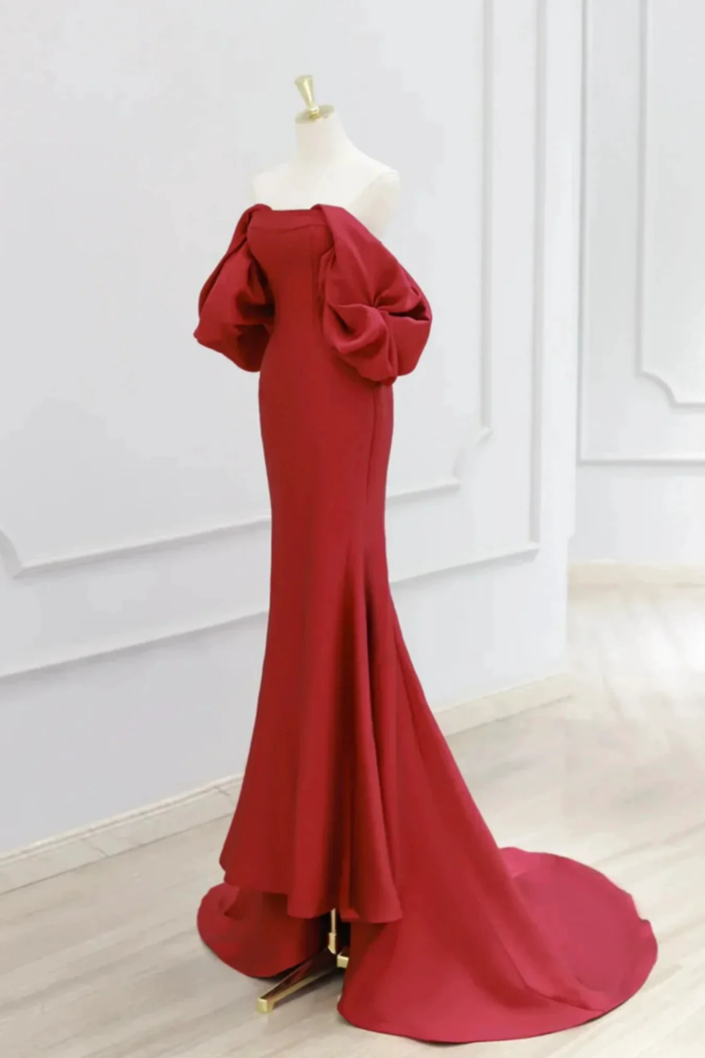 Charming Mermaid Satin Prom Dress Vintage Evening Dress Y4371