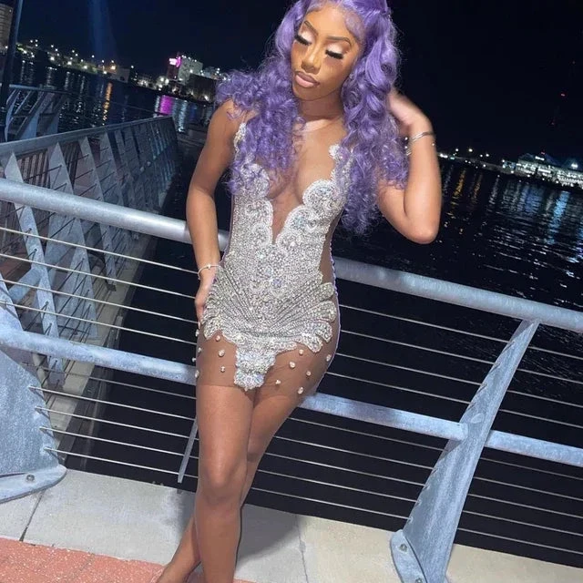 Luxurious Heavy Handmade Beaded Party Dress 21st Birthday Dress Sexy Homecoming Dress Y1425